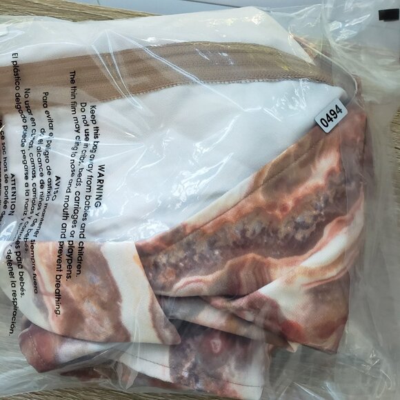 U. Peach Cropped Blouse Back Zip Short Sleeves sz M - Picture 5 of 5